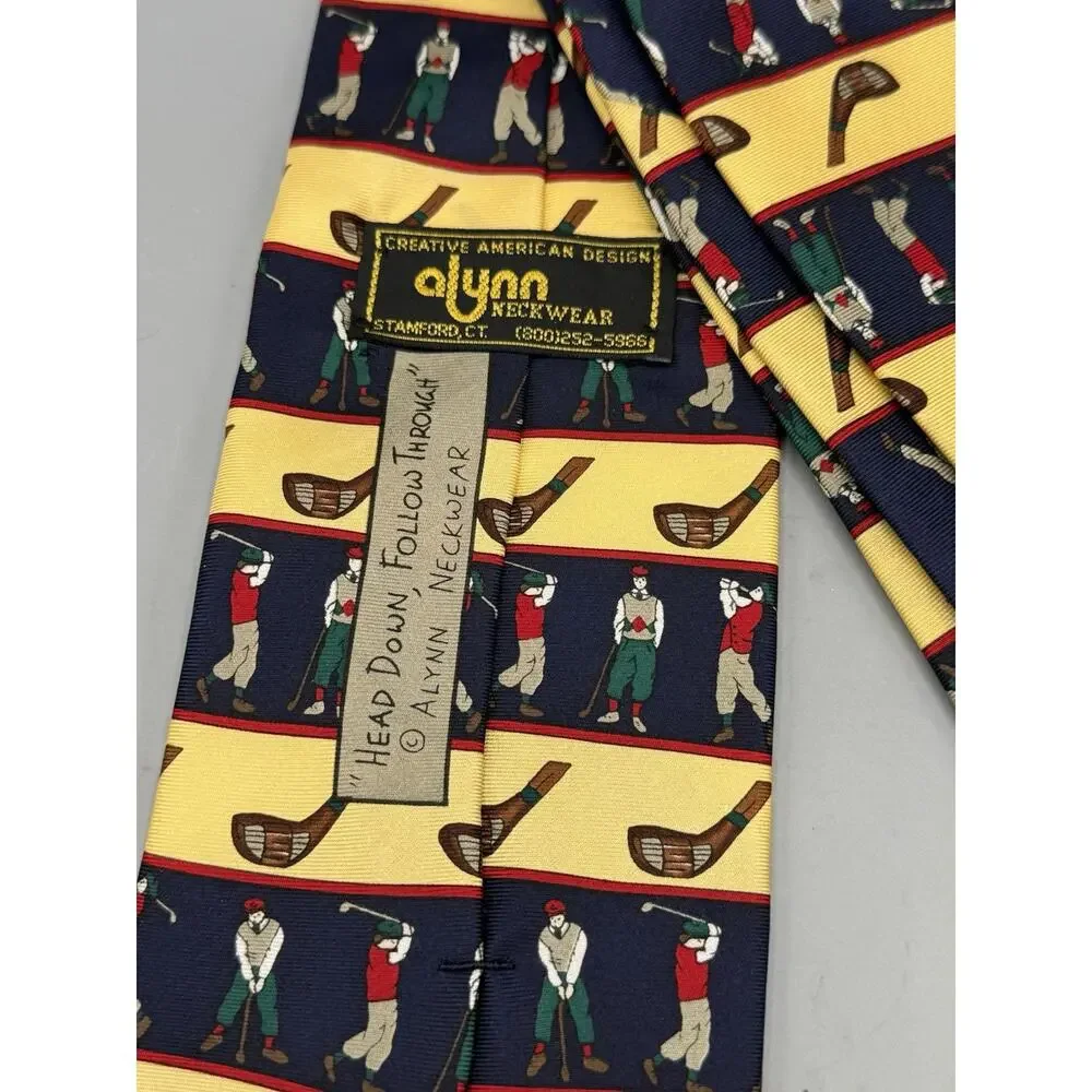 Alynn Neckwear Golf Tie Head Down Follow Through 100% Silk Made USA